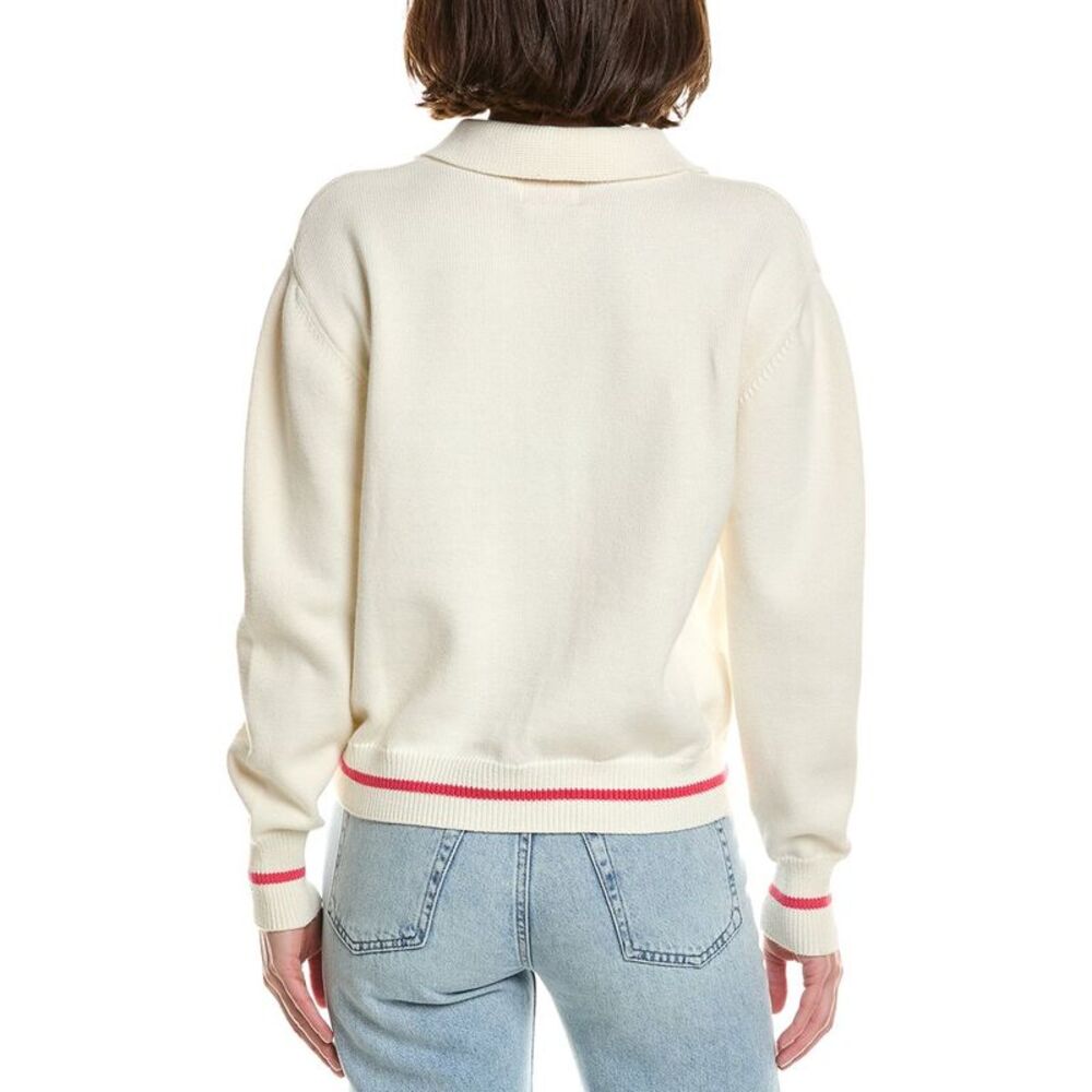 Brodie Cashmere Womens  Varsity Zip Through Cashmere-Blend Jacket, White - Picture 2 of 3